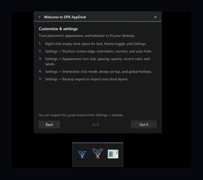 DPX AppDock - Customize & settings