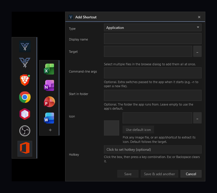 DPX AppDock - Add shortcut